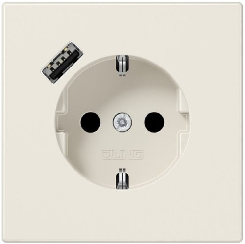 Розетка с заземлением +1хUSB тип A без рамки Jung LS990 1-м. бежевый фото Розетка с заземлением +1хUSB тип A без рамки Jung LS990 1-м. бежевый картинка